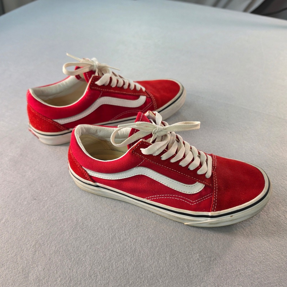 Vans Red and White Low-Top Sneakers